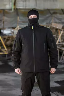 Зимова військова куртка Soft Shel (софтшел) чорний